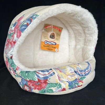 Vintage 80s 90s Cozy Pet Hooded Cat Bed The Original Wag Bag For Pets Floral NEW - Image 1 of 4