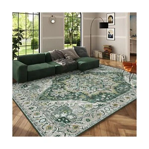 Green Large Area Rugs 9x12 Living Room Rug Boho Area Rug Washable Rugs 9x12 V... - Picture 1 of 6