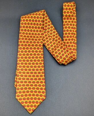 Corbata Peter Blair 100% Seda Patrón Tomate Amarillo Rojo Verde Hecha en EE. UU. Diseñador Foto 1 de 4