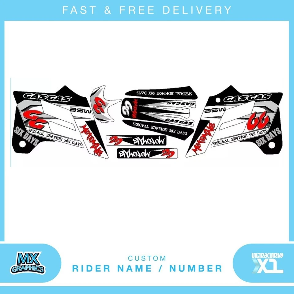 Fits GAS GAS EC 02-06. Custom MX Vinyl graphics, Decal Sticker Kit - Image 1 of 1