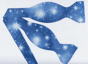 Christmas Bow tie, White Nativity Stars on a Winter Blue Sky, Self-tie Bow tie - Picture 1 of 5