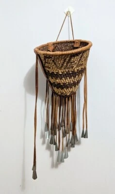 Vintage SOUTHWEST Native American SAN CARLOS APACHE BURDEN BASKET By NOVENA COBB - Image 1 of 4