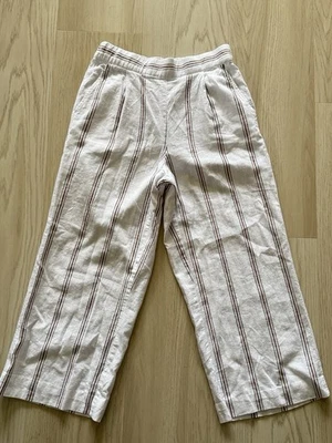 Pantalones Cortos Lou & Grey Pierna Ancha Mezcla Lino Cintura Alta Bolsillos Rayas XS Blanco Foto 1 de 4