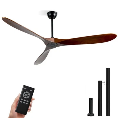 72 Inch Ceiling Fan No Light Walnut Solid WoodOutdoor Ceiling Fans for Patios... - Image 1 of 4