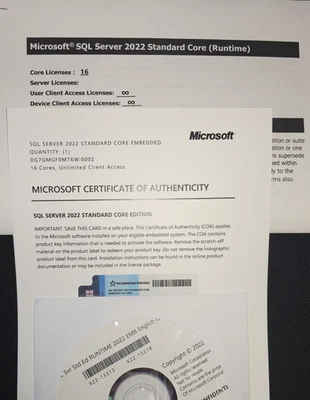 SQL Server 2022 Standard Core - Unlimited Client Access - 16 Core - Image 1 of 2