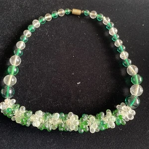 High End Franch Glass Louis Rousselet grape Emerald Green necklace - Picture 1 of 10