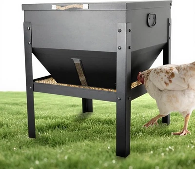 KOL 80LBs Chicken Feeder No-Waste, Galvanized Steel Large Capacity Chicken Fe... - Image 1 of 4