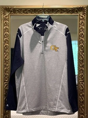 Georgia Tech Yellow Jackets Embroidered ￼1/4 Zip Antigua Pullover Mens XL - Image 1 of 4
