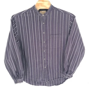 Scully Shirt Mens 2XL XXL Gray Striped Star Button Collarless Long Sleeve - Picture 1 of 11