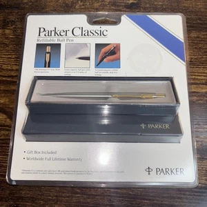Penna a sfera Parker Classic vintage 1993 14k oro fino Dimonite G made in USA - Foto 1 di 13