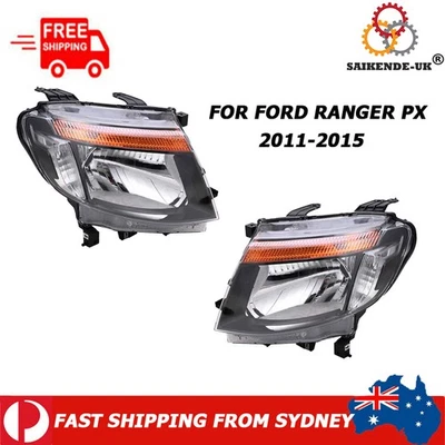 2x Head Light Lamp Black LH+RH Fits For Ford Ranger PX 2011~2015 XL XLS Wildtrak - image 1 of 4