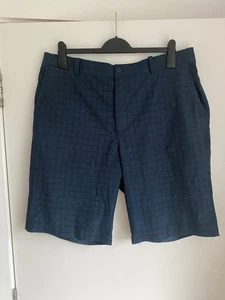 Nike golf chino shorts Men's W36 Tour Performance Dri-Fit Teal Blue Check VGC - Picture 1 of 14