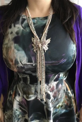 @ Ehinger Schwarz @ Libellen Emaille Collier Fluorit Perlen Kette RAR - NP 1990€ - Bild 1 von 4