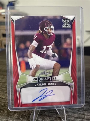 JAYLON JONES - 2023 LEAF DRAFT XRC Red Parallel ROOKIE AUTO - Indianapolis Colts - Image 1 of 2