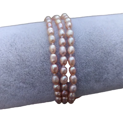 3rows Adorable South Sea Vibrant Pearl & Green Jade Bracelet 7.5-8in 14k Gold P - Image 1 of 4