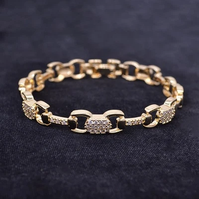 Elegante pulsera de topacio transparente rellena de oro amarillo de 18 quilates para mujer Foto 1 de 2