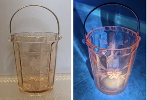 Cubo de hielo de vidrio rosa Selenio Dunbar mango de metal patrón de corte de rueda de aciano - Imagen 1 de 17