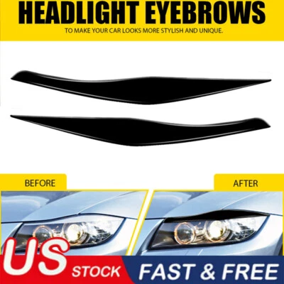 Headlight Eyelid Eyebrow Cover For BMW E90 E91 328i 335i 2005-2012 Gloss black - Image 1 of 4