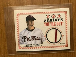 2004 Cracker Jack 1-2-3 Strikes Brett Myers 2 color game used jersey card - Picture 1 of 1