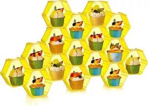 16Pcs Cupcake Stand Acrylic Hexagon Cupcake Display Riser Stand Holder, Yellow - Picture 1 of 7