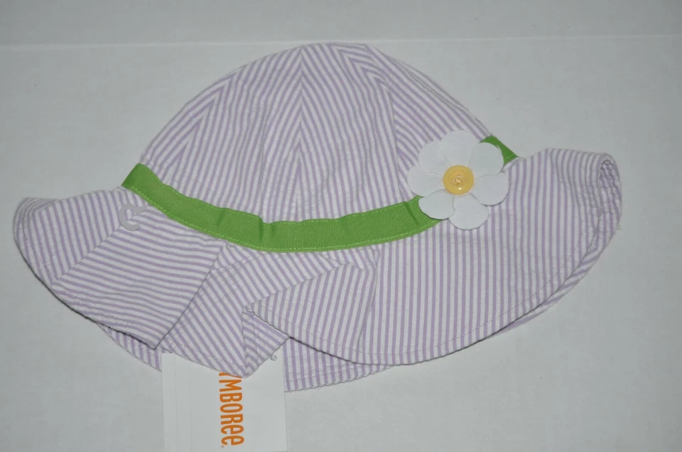 Girl's Gymboree Purple Striped Hat 0-12 mth Flower Green White 13 GY EASTER Hat - Image 1 of 1