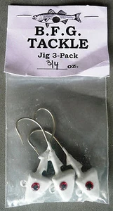 B.F.G. Tackle WHITE Shad Jigs 3/4 oz (8 x 3er Pack), insgesamt vierundzwanzig (24)  - Bild 1 von 5