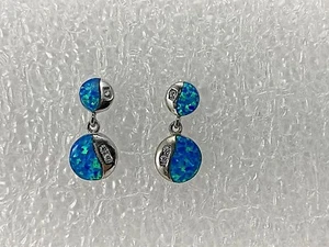 Sterling Silber 0,925 ~ Wilson Opal Zirkonia ~ 3/4" Ohrhänger - Bild 1 von 8