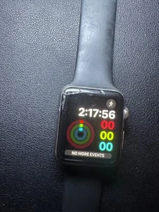 Apple Watch A1554 42mm Aluminum Case Black Works, Cracked Screen - Picture 1 of 8