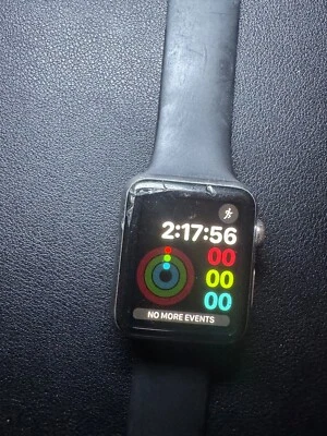 Apple Watch A1554 42mm Aluminum Case Black Works, Cracked Screen - Image 1 of 4
