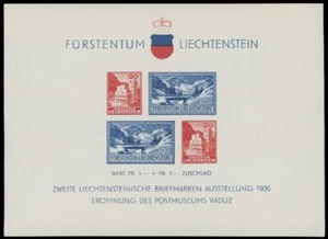 1936, LIECHTENSTEIN - SEMI-POSTAL ISSUES, POSTAL MUSEUM, S/S, NH, SC. #B14 - Picture 1 of 2