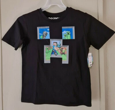 Mojang Minecraft Boys Mine Face Fill T-Shirt Black Color Size M (8) BRAND NEW! - Image 1 of 4