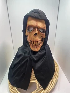Halloween Grusel Skelett Totenkopf Maske schwarz Kapuze Sensenmann Einheitsgröße - Bild 1 von 24