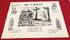 Vintage Jesus Cross Poster School Educational Aid Religious Christianity 1960s
