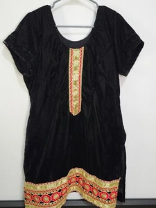 TUNICA KURTA INDIAN XL RICAMATA PAKISTANO VELLUTO KURTI PARTY WURTA INDIAN XL? XXL? (U46) - Foto 1 di 9