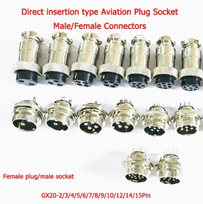 GX20-2/3/4/5/6/7/8/9/10/12/14/15Pin Aviation Plug Socket Male/Female Connectors - Image 1 of 4