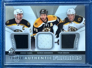 2012-13 Chara Bergeron Seguin SP Game Used Triple Authentic Fabrics Jersey