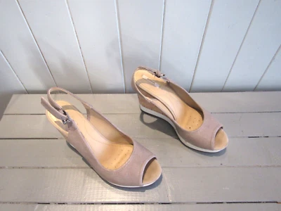 GEOX SANDALES COMPENSEES CUIR BEIGE P 38 - Photo 1/4