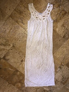 NWT Blue Island White Crochet Mesh Lace Maxi Dress Swimsuit Cover-up Women's - Picture 1 of 9