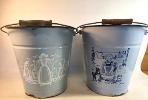 Emaille-Eimer Pflanzgefäß Emaille Hof Shabby Landhaus Garten Deko Mädchen - Bild 1 von 9