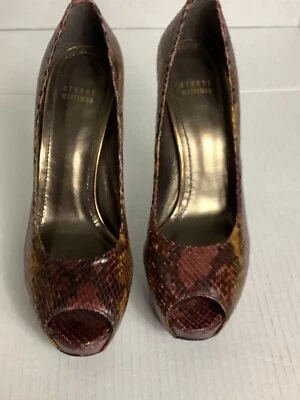 Stuart Weitzman Women's  9 M Snakeskin Python Platform Peep Toe Pumps Heels - Image 1 of 4