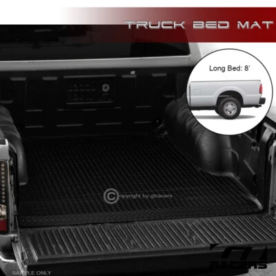 For 1999-2016 Ford F250/F350 8 Ft Black Rubber Diamond Truck Bed Floor Mat Liner — 第 1/4 张图片
