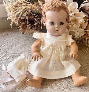 Vintage 1940’s Effanbee Doll DyDee Baby 12” Rubber Body Caracul Red Wig - Picture 1 of 17