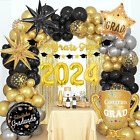 126pcs Graduation Party Decorations 2024, Black And Gold Balloon Garland Kit 202
