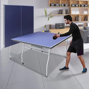 8FT Ping Pong Table Set with Net + 2 Tennis Paddles + 3 Balls for Indoor Games - Picture 1 of 9