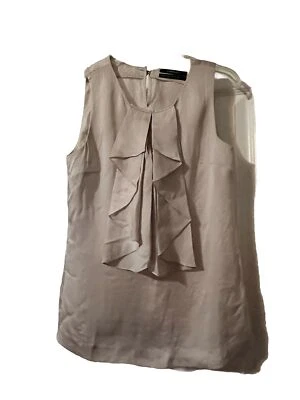 Club Monaco - Ruffle Sleeveless Top - Size Small - Beige/Champagne - Image 1 of 4