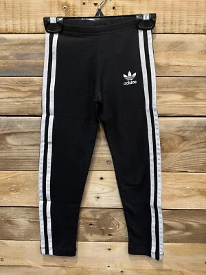 Adidas Originals Girls' 3 Stripe Cotton Leggings (Black / S) (CD6266) SH(S70T) - Image 1 of 2