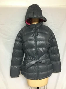 Esprit Ultra Light Packable Down Hooded Coat L Grey NWT $200 - Picture 1 of 5