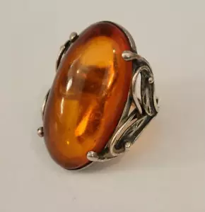 Vintage großer Bernstein Ring Set in Silber - Bild 1 von 10