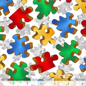 QT, THIS AND THAT V, PUZZLE PIECES, 28295-Z, FABRIC, PRICED @ 1/2 YD - Picture 1 of 1