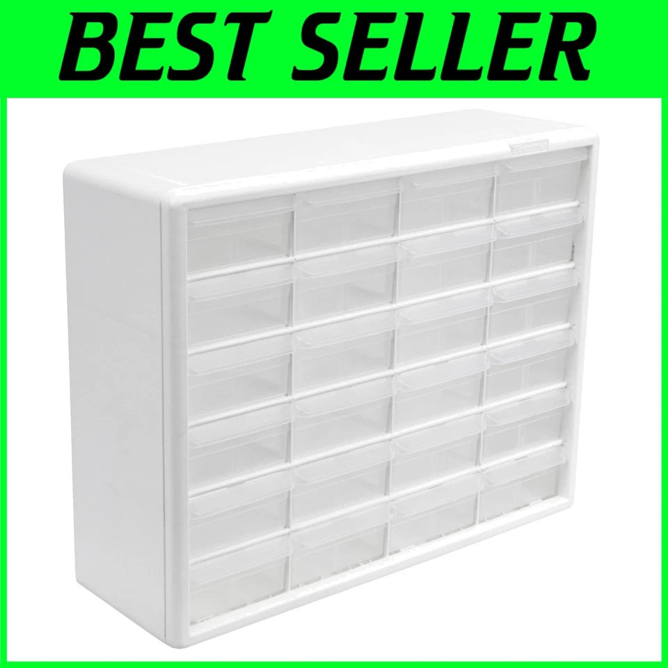 Teacher Toolbox Organizer, 24-Drawer Plastic Cabinet, White - Image 1 of 4